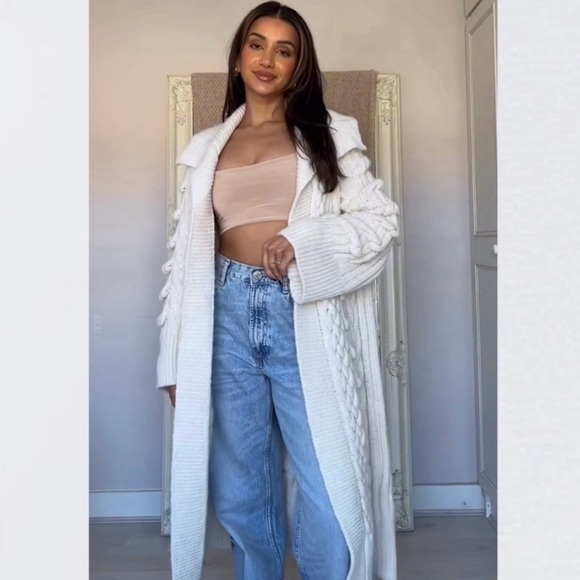 BLOGGERS FAV ZARA TEXTURED KNIT COAT CARDIGAN - Picture 1 of 7